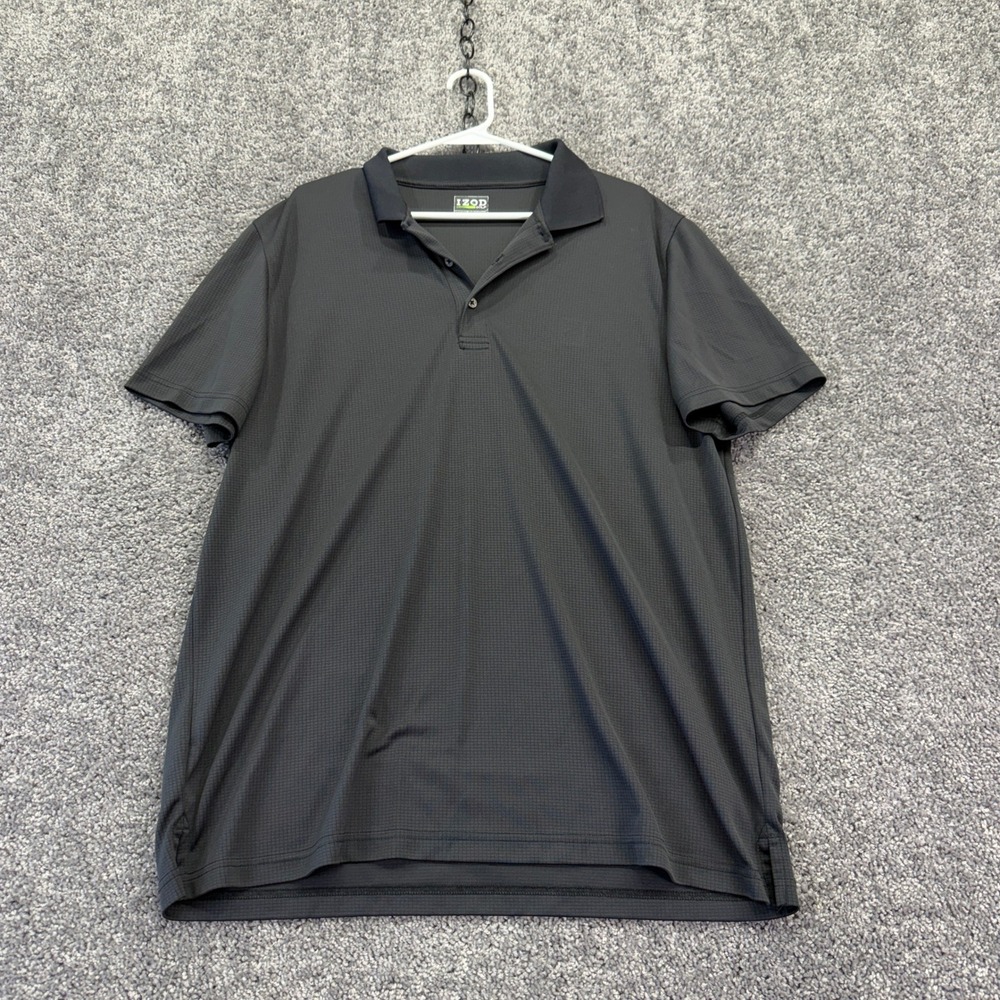 IZOD Golf Polo Shirt Mens Extra Large Gray Short Sleeve Textured Performance Top